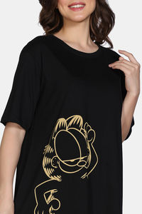 Zivame 2 Mile Fashion Knit Cotton Loungewear Dress - Black Beauty — thumbnail 6